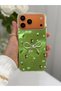 iPhone 17 Pro/18 Pro Case Marbling Effect 3D Bow Flower Pattern Camera Raised Cover Green - 7