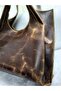Genuine Leather, Handmade, Zippered Organizer, Tote Women's Shoulder Bag - 3