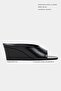 Allison Black Rustic Patterned Wedge Heeled Women's Slippers - 2