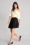 Linen Look Gathered Waist Black Mini Skirt H7121Ax26Sm