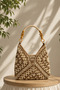 Wooden bead detailed wicker bag - beige - 3