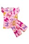 Girls' Cotton Summer Thin Fabric White Ribbon Pattern Short Sleeve Shorts Summer Pajamas Set - 2