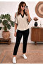 Bat Sleeve V-Neck Off-The-Shoulder Crepe Blouse - 2