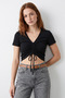 Front Drawstring Detailed Crop Tank Top