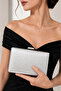 Women's Shiny Textured Evening Dress Bag / Clutch Bag with Chain Strap