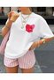 More Amor Por Favor Pink Heart Square Printed Crew Neck T-Shirt - 2