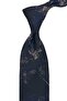Black Navy Blue Motif Pattern Classic Tie with Handkerchief Kk13750 - 3