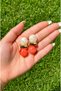 Double-Sided Coral Orange & Effective Ball Earrings |   Stylish Gold-Detail Women's Earrings ✨