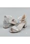 (Mini Women) Multi-Colored Pile Heeled Girls' Evening Dress Shoes Gray - 3
