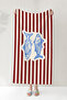 Striped Fish Themed Marine Beach Towel - Red and White Nautical Quick-Dry Microfiber Towel - 7
