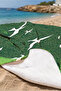 Green Beach Towel with Seagull Figure - Marine Nature Themed Modern Quick-Drying Microfiber Towel - 3