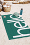 Hello Typographic Green and White Beach Towel - Minimalist Heart Detail Quick-Dry Microfiber Towel