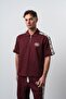 Men's R Stripe Detailed Regular Fit T-Shirt Claret Red - 2