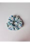Women's Set of 4 Blue and White Gingham Polka Dot and Floral Patterned Fabric Scrunchies - 6