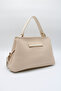 Women's Cream Crossbody Hand and Shoulder Bag with Internal Pocket, Front Accessory and Belt Detail - 3