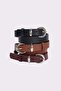 Women's 2.5 cm 3-Piece Set Black-Claret Red-Brown Belt