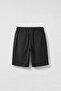 Men's Relaxed Fit Elastic Waist Fabric Shorts Black - 2