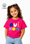 Colorful Text Printed Casual Short Sleeve Summer Girls' T-Shirt