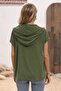 Women's Short Sleeve Hooded Lace-Up Viscose Blouse - 4