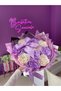11-Piece Lilac White Satin Rose Bouquet with Ribbon, Non-Fading Flower, Gift Bouquet for Lover & Mother - 7