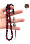 Red Black Vermeil Barley Cut Silver Tassel Fire Amber Prayer Beads 201025589 - 2