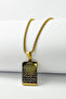 Gold Color Ayetel Kürsi & Nazar Prayer 60 cm Stainless Steel Necklace with Doc Chain - 4