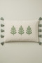 Buldan Handmade Tree Patterned Punch Embroidered Tasseled Hidden Zipper Cotton Throw Pillow Cover 35X55 cm - 8