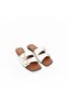 White Leather Two-Buckle Women's Square-Toe Slippers - 3