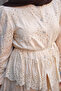 Women's Skirt with Ruffles and Stone Button Detail Set in Cream - 8
