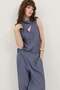 Indigo Shawl Collar Striped Women's Set - 3