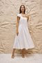 White Square Neck Short Sleeve Flowy Linen Dress - 5