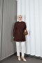 Hakim Collar Pleated Detailed Buttoned Tunic Brown Hnt2127 - 4