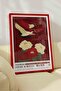 Swallow Bird Peony Flower Painting Red – Nishiki Embroidery Art Poster – Red Framed