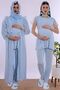 Hijab-Friendly Adjustable Waist Elasticated Maternity Pajama Set with Dress Effortt - Blue