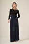Women's Comfortable Fit Chiffon Pleated Trousers Navy Blue 30700 - 2