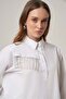 Women's Chain Detailed Long Sleeve Shirt White 31433 - 2