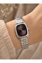 Minimal Design Silver Color Claret Red Dial Women's Wristwatch Elegant Daily Use Gift Boxed