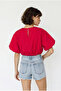 Women's Red Crew Neck Poplin Balloon Blouse Db261004 60286231 - 4