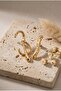 Women's Yellow Color Organic Wavy Asymmetric Rice Nails Earring Set - 5