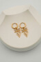 Gold Color Dangle Bow Women's Hoop Earrings - 2