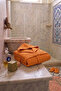 Large Size Pique Textured Bathrobe with Hood - Orange - 3