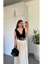 Cordon Side Draped Lace Blouse Black - 2