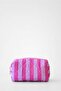 Pink Quilted Makeup Bag Travel Organizer Zippered Cosmetic Bag - 2