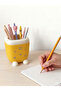 Desktop Pen Holder with Cute Cat Figure Decorative Pen Organizer - Yellow - 2