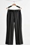 Women's Spanish Flare Double Buttoned Fabric Trousers Black