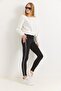 Women's silver glitter stone stripe leggings black - 7