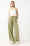 Women's Stone Detailed Loose Fit Linen Look Trousers Green - 2