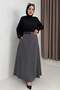 Women's Long Skirt with Pockets and Elastic Waist, Anthracite