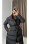 Women's Black Belted Stand Collar Thick Puffer Coat - 3