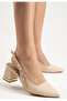 Merya Beige Satin Heeled Shoes